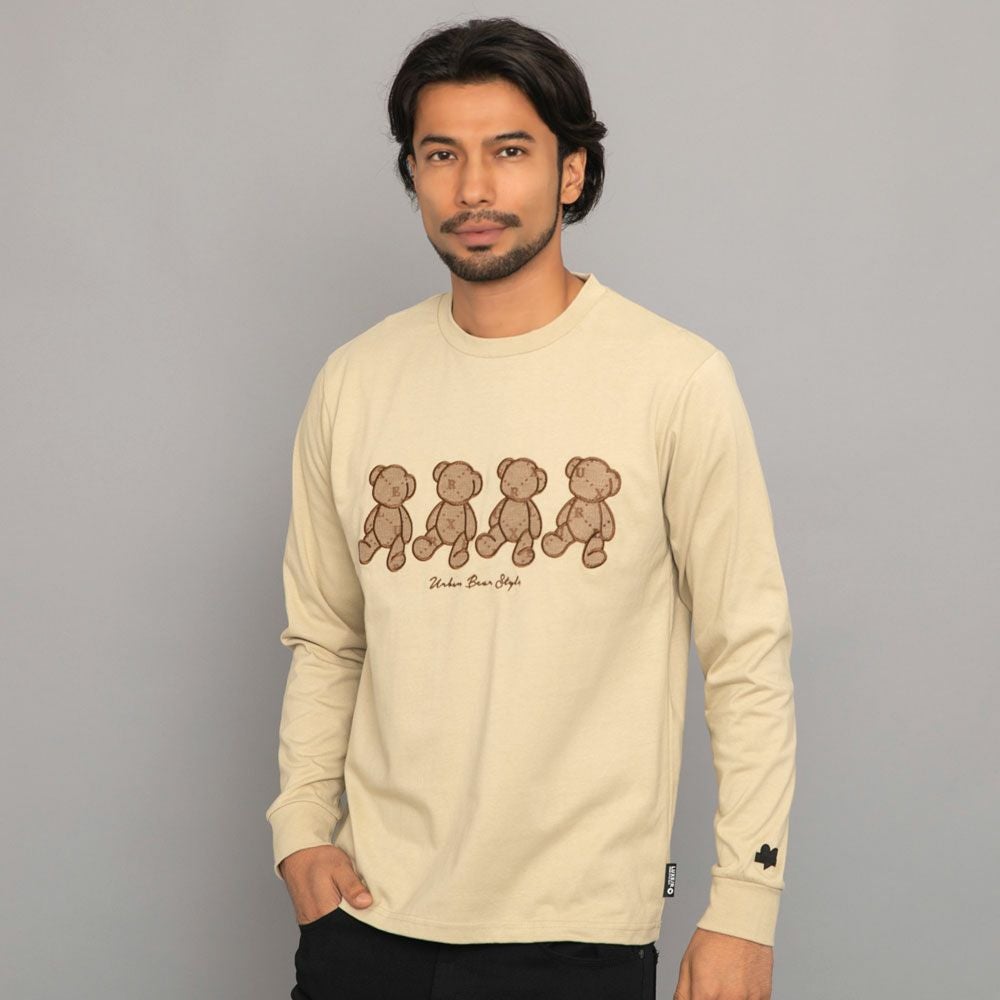 長袖Tシャツ メンズ LUXE／R(ラグジュ)天竺モノグラムベア4長袖Tシャツ