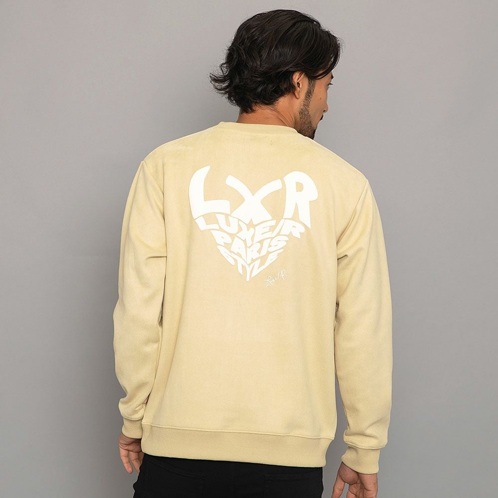 LUXE／R(ラグジュ)クルーネック ポリスウェードハートトレーナー 長袖/全3色