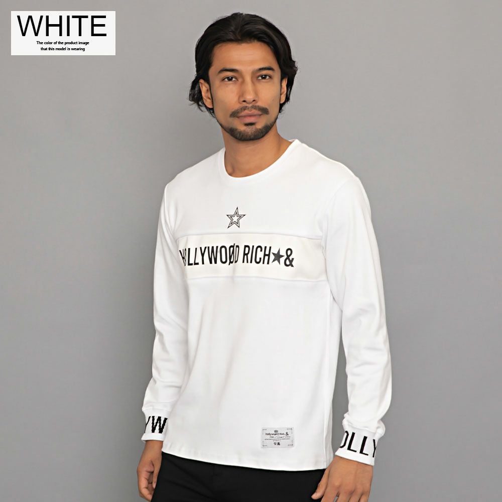 Hollywood rich.&(ハリウッドリッチ)クルーネック スムース切替JQリブ