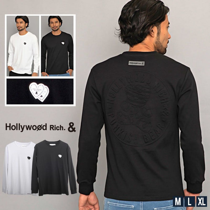 Hollywood rich.&(ハリウッドリッチ)クルーネック スムースエンボスPtLS TEE 長袖/全2色
