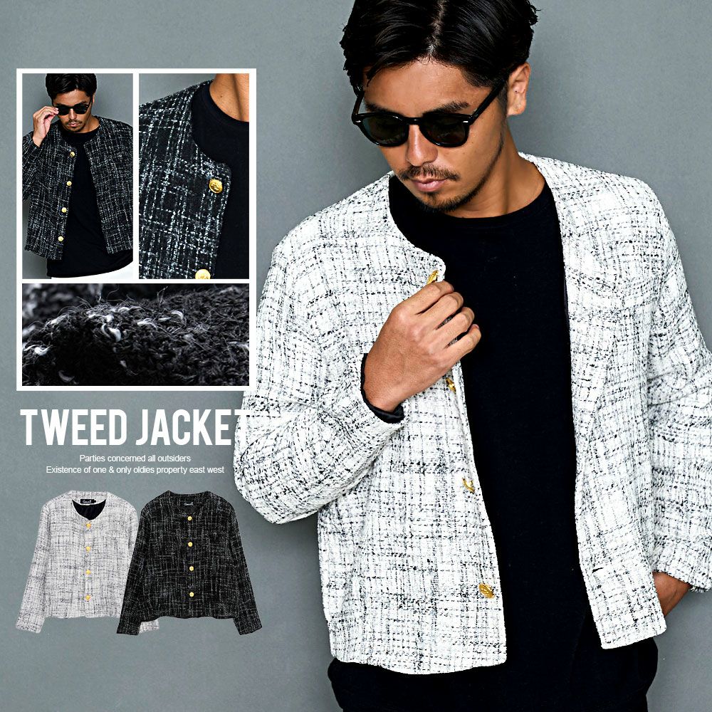  CavariA(キャバリア)ツイードノーカラージャケット/全2色