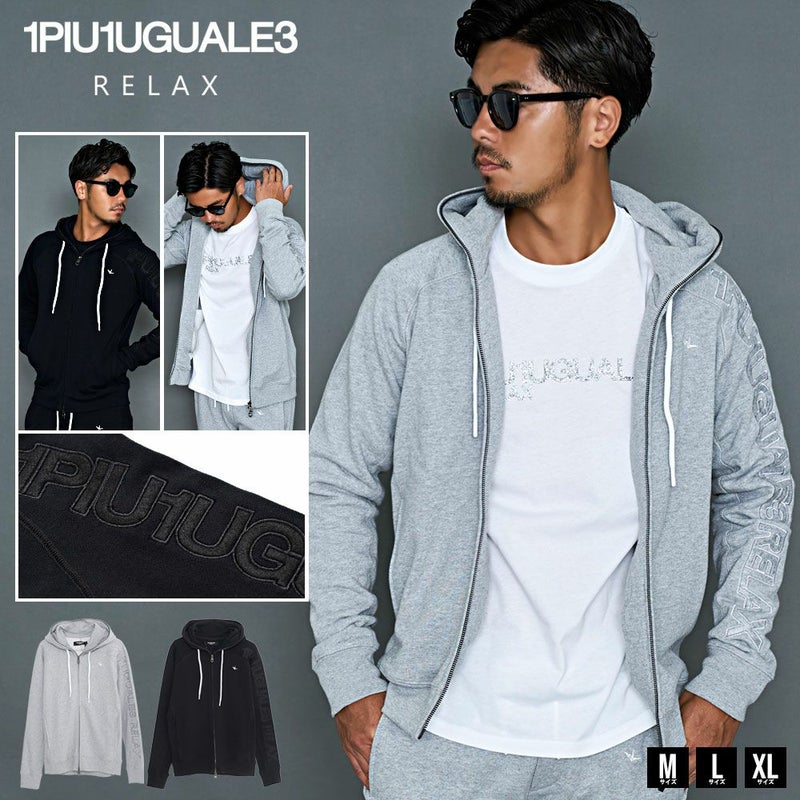 1PIU1UGUALE3(ウノ ピゥ ウノ ウグァーレ トレ)RELAX SLEEVE LOGO HOODIE長袖/全2色
