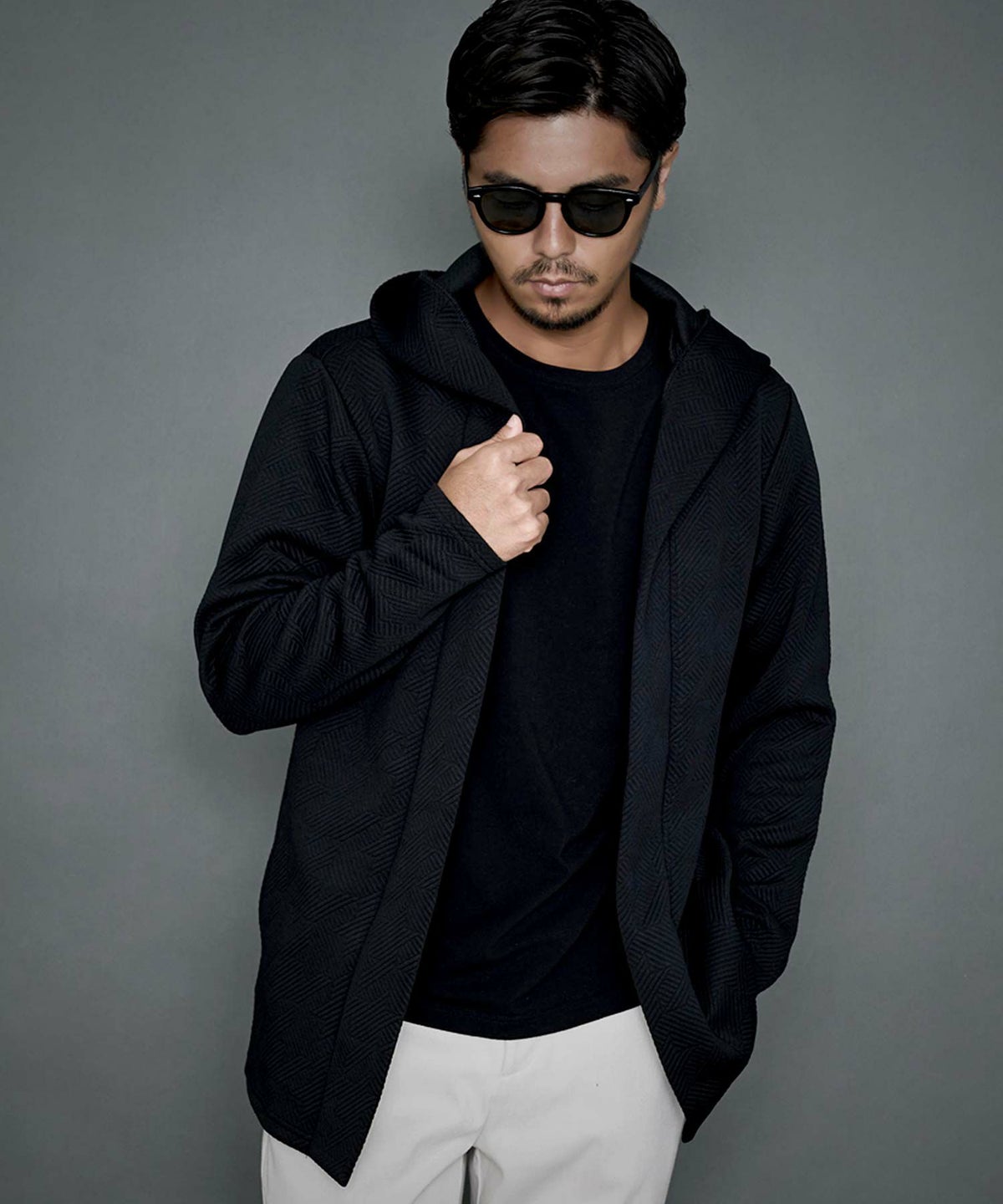 CavariA(キャバリア)キルティング千鳥フード付きカーディガン/全3色