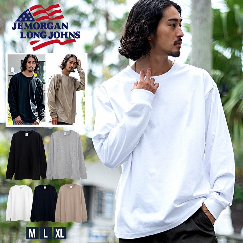 JEMORGAN LONG JOHNS(ジェーイーモーガンロングジョーンズ)天竺 クルーネック長袖Tシャツ/全5色