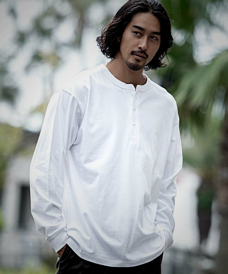 JEMORGAN LONG JOHNS(ジェーイーモーガンロングジョーンズ)天竺 ヘンリーネック長袖Tシャツ/全5色