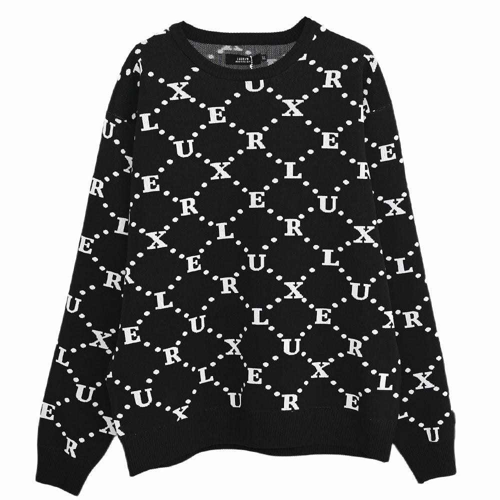 セーター メンズ LUXE／R(ラグジュ)モノグラムジャガード長袖ニット/全3色