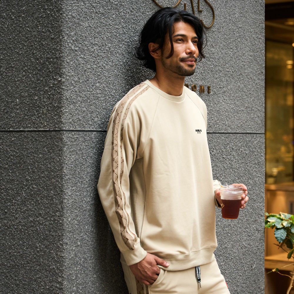 スウェット メンズ LUXE／R(ラグジュ)PUラインジャガード長袖ポンチ