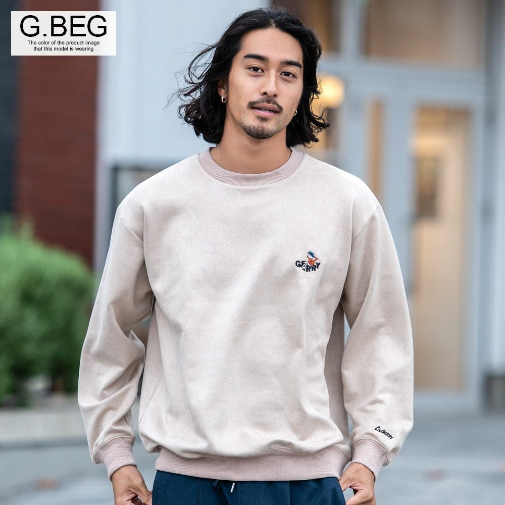 スウェット メンズ GERRY(ジェリー)カットスウェード刺繍C/N長袖/全3色