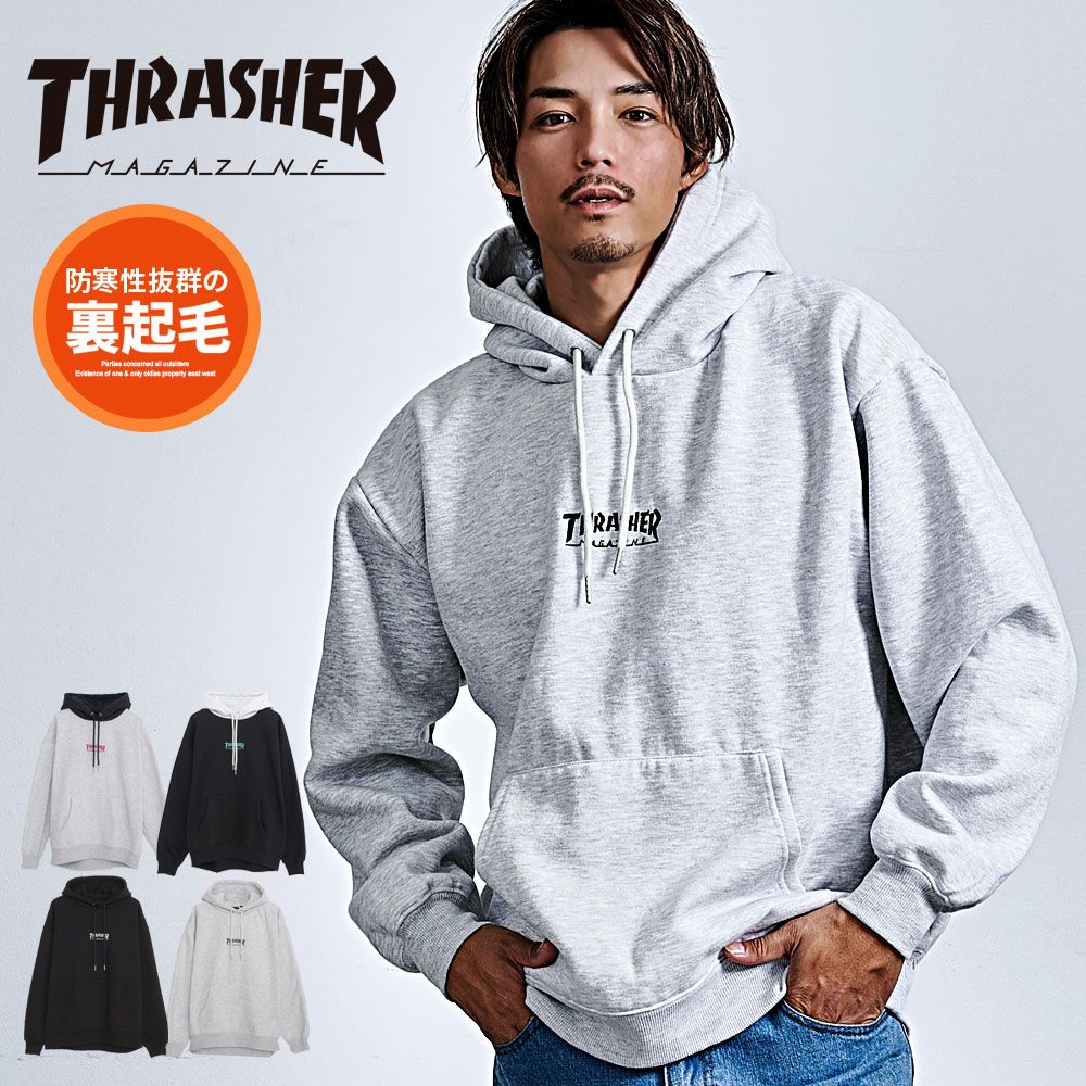 THRASHER(スラッシャー)裏起毛/胸刺繍HOODIE長袖/全4色