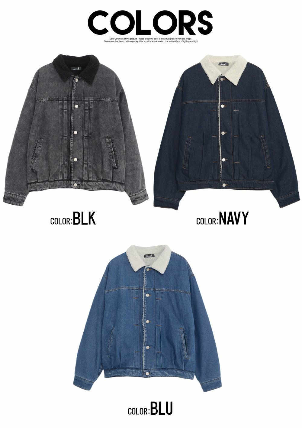 CavariA(キャバリア)裏ボアデニム長袖Gジャン/全3色