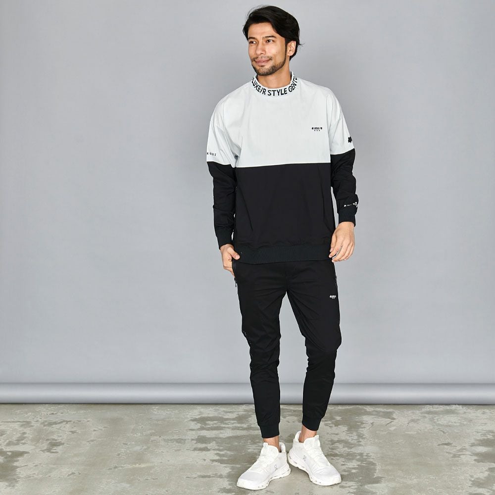 スウェット メンズ LUXE／R(ラグジュ)ストレッチ布帛モックネック切替