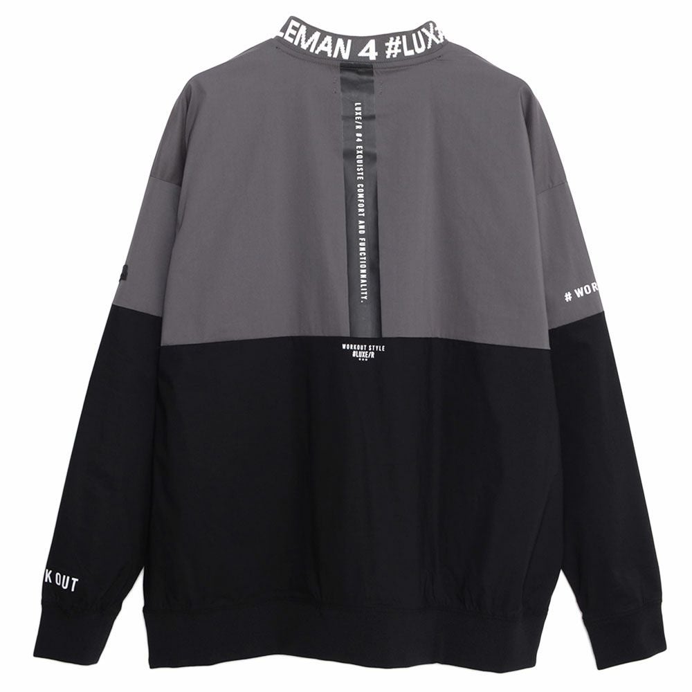 スウェット メンズ LUXE／R(ラグジュ)ストレッチ布帛モックネック切替
