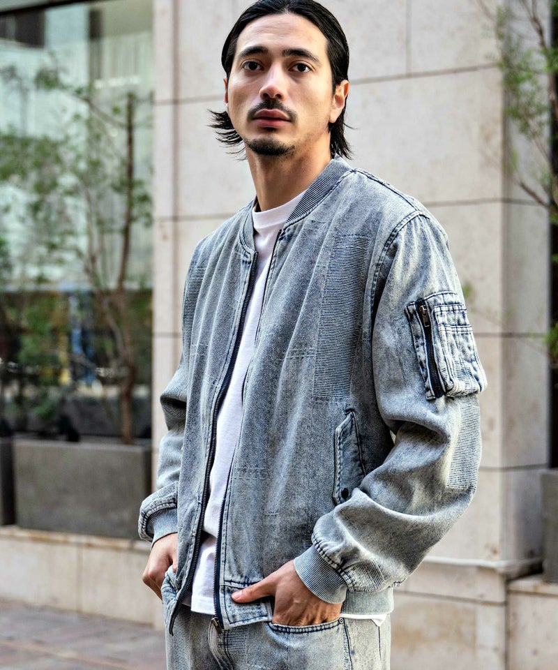 CavariA(キャバリア)ジャガードデニムケミカル加工MA-1/全2色