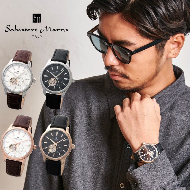 Salvatore Marra(サルバトーレマーラ)日本製自動巻きムーブメント搭載本革ベルト腕時計/全4色