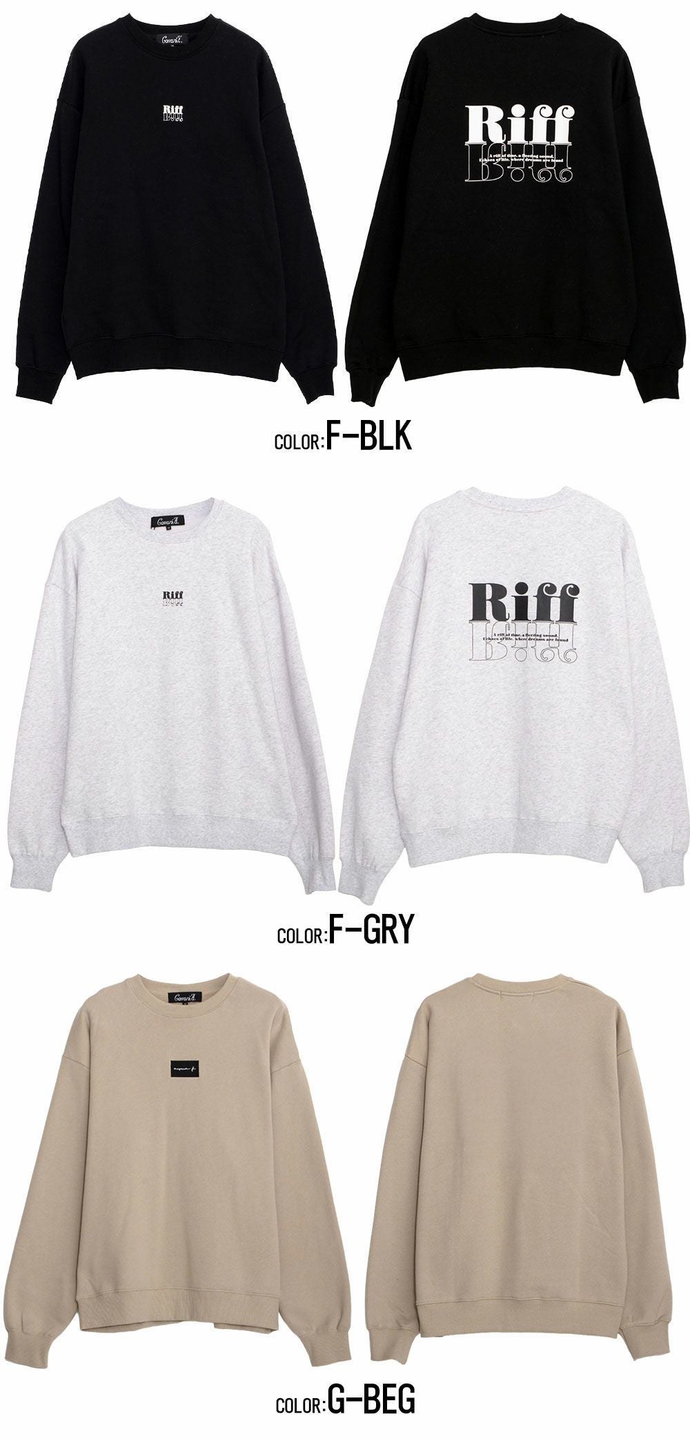 CavariA(キャバリア)柄込みスウェットクルー 長袖/全11色