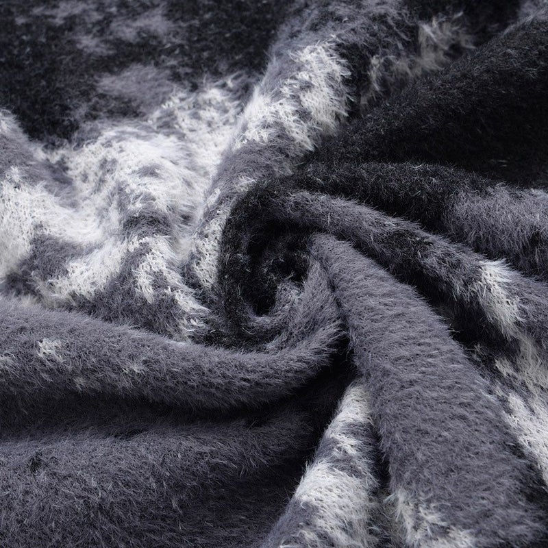  CavariA(キャバリア)フェザーヤーンルーズサイズアブストラクトクルー 長袖/全4色