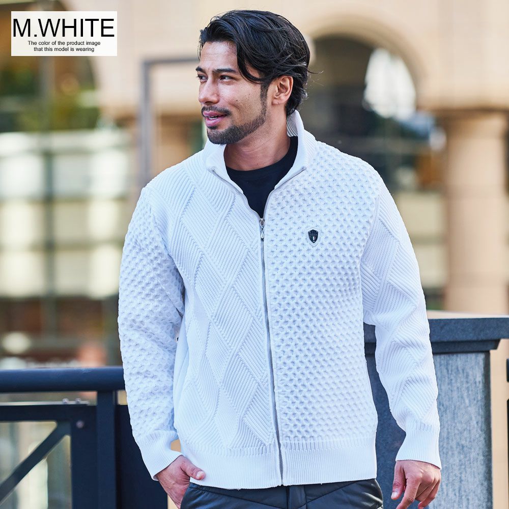 ブルゾン メンズ VIOLA(ヴィオラ)ケーブルMIXフルZIP JKT/全2色