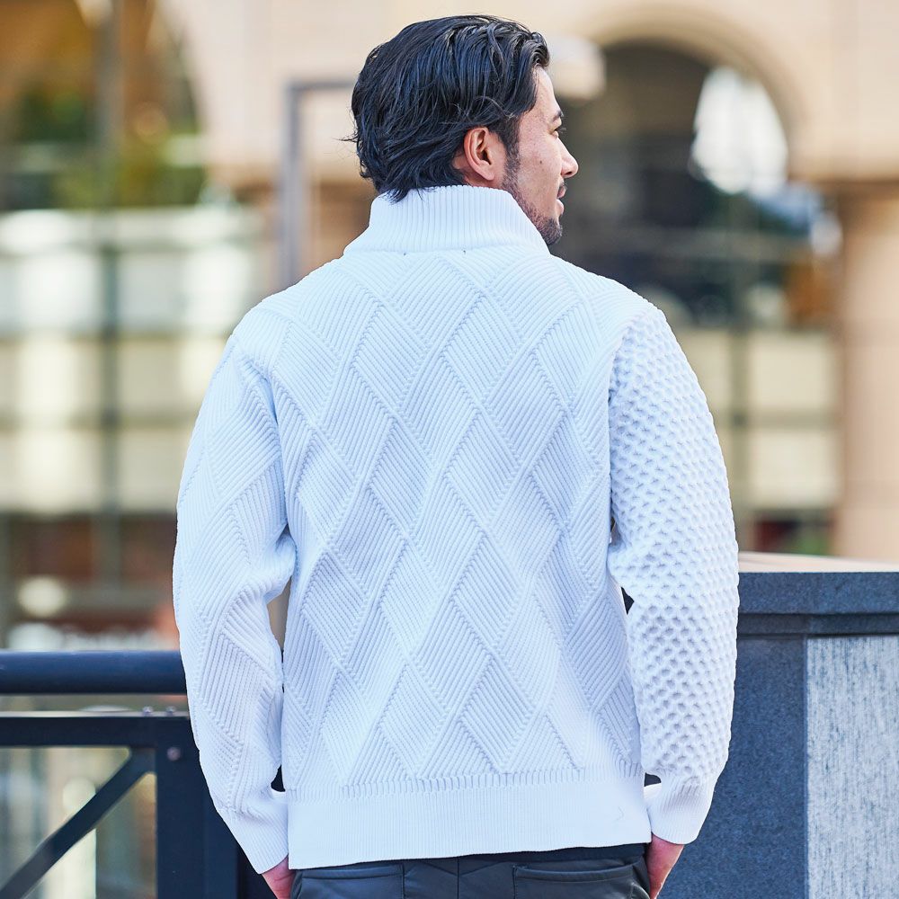 ブルゾン メンズ VIOLA(ヴィオラ)ケーブルMIXフルZIP JKT/全2色