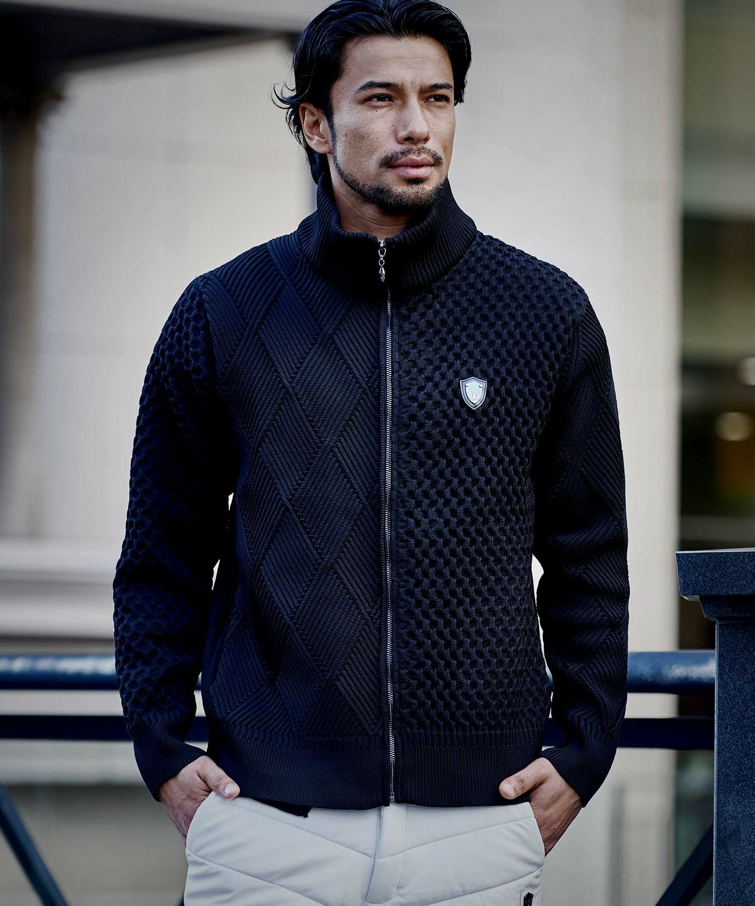 23FW Reracs 38 ネイビー ウールブルゾン R65 Recycled Sweater Fleece Jacket | Orvis