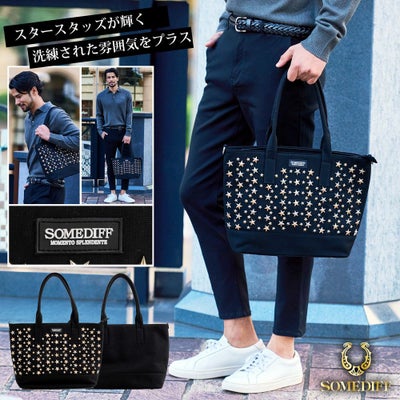 トートバッグ メンズ SOMEDIFF スタースタッズトートバッグ/全1色