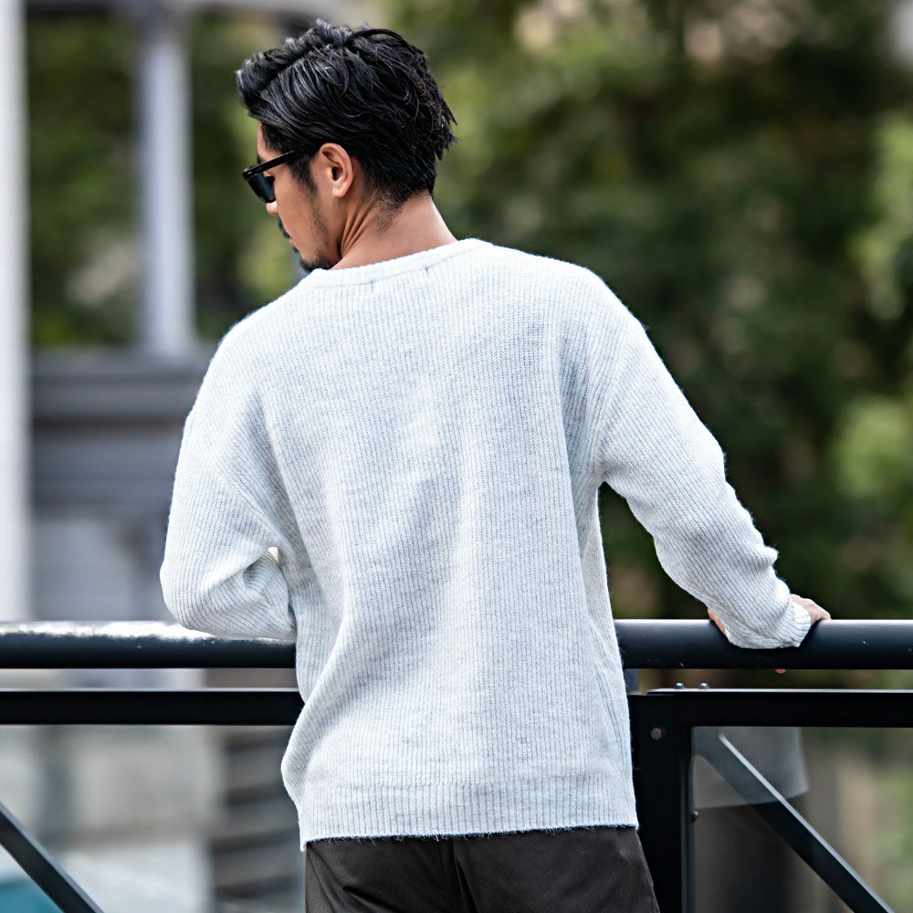 ニット メンズ CavariA(キャバリア)フラッフィーヤーンVネック長袖