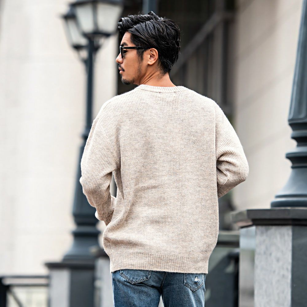 ニット メンズ CavariA(キャバリア)フラッフィーヤーンVネック長袖