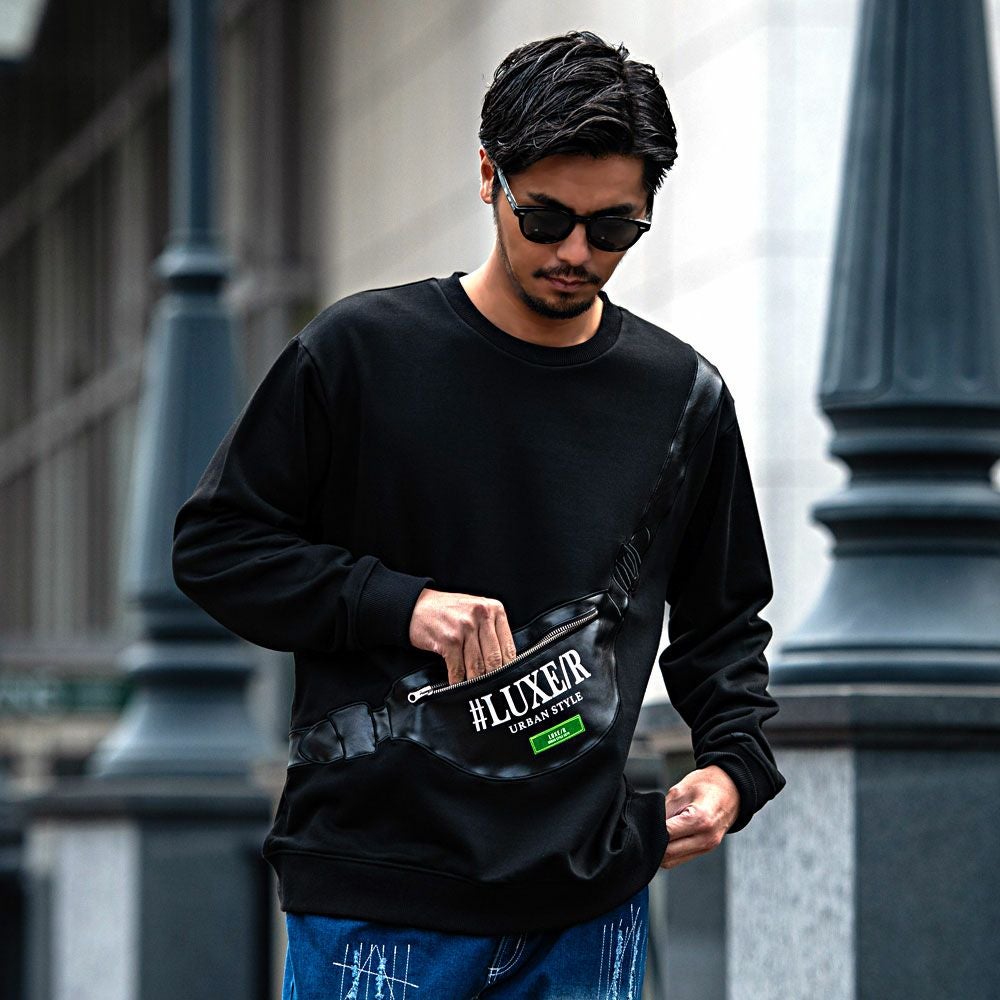 スウェット メンズ LUXE／R(ラグジュ)クルーネック 裏毛BAG風