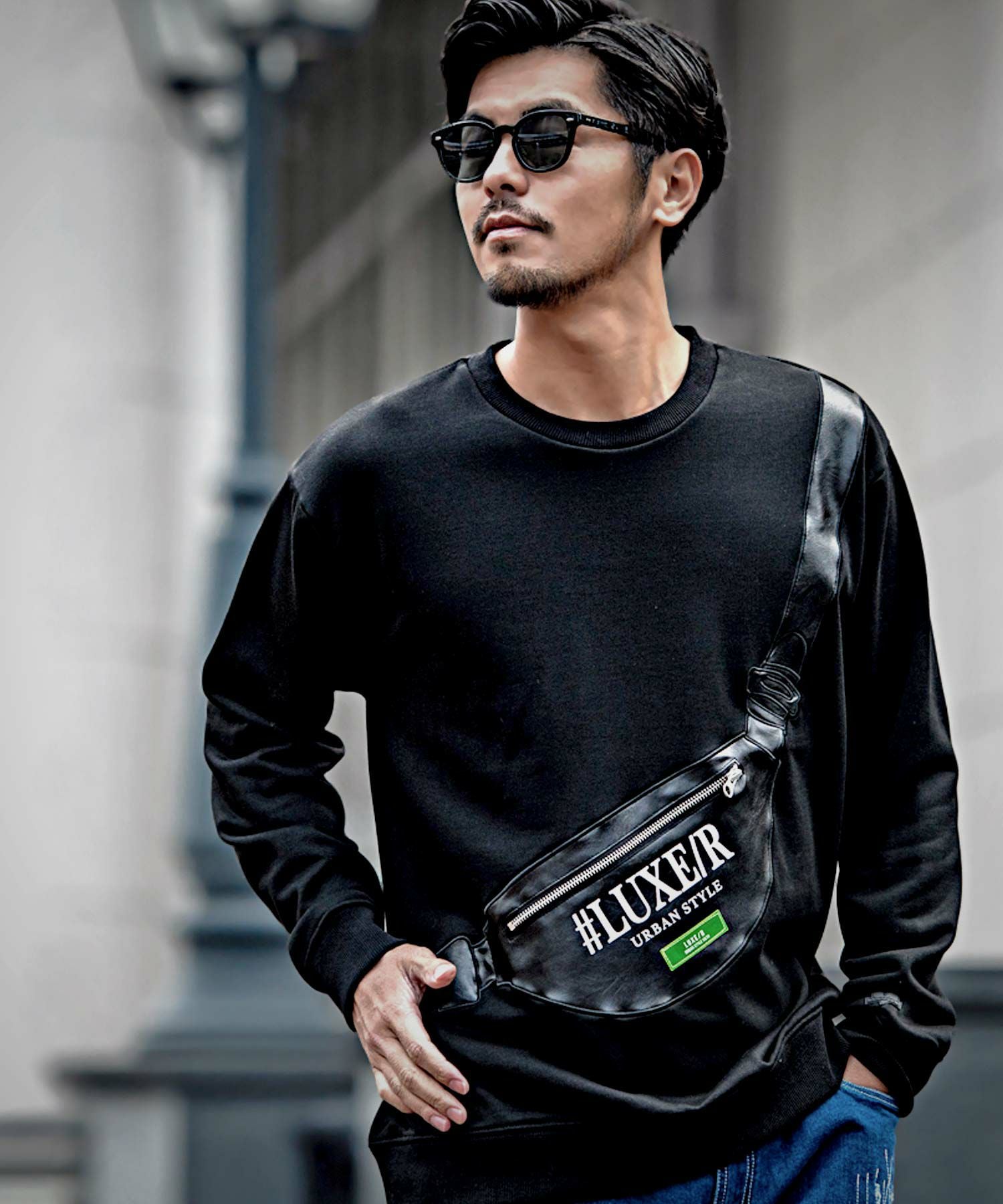 スウェット メンズ LUXE／R(ラグジュ)クルーネック 裏毛BAG風