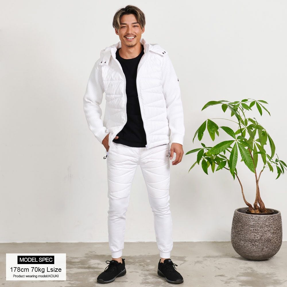 中綿ジャケット メンズ LUXE／R(ラグジュ)ニット×高密度ダウンフェザー