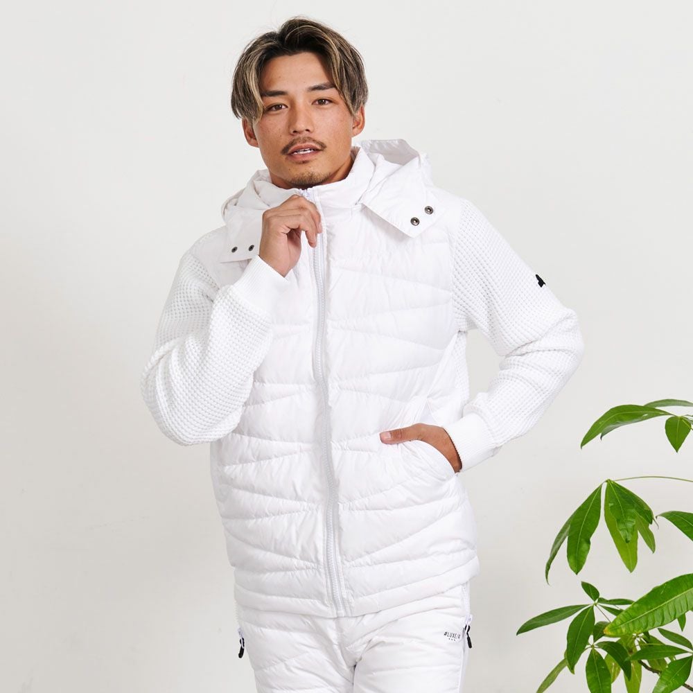 中綿ジャケット メンズ LUXE／R(ラグジュ)ニット×高密度ダウンフェザー