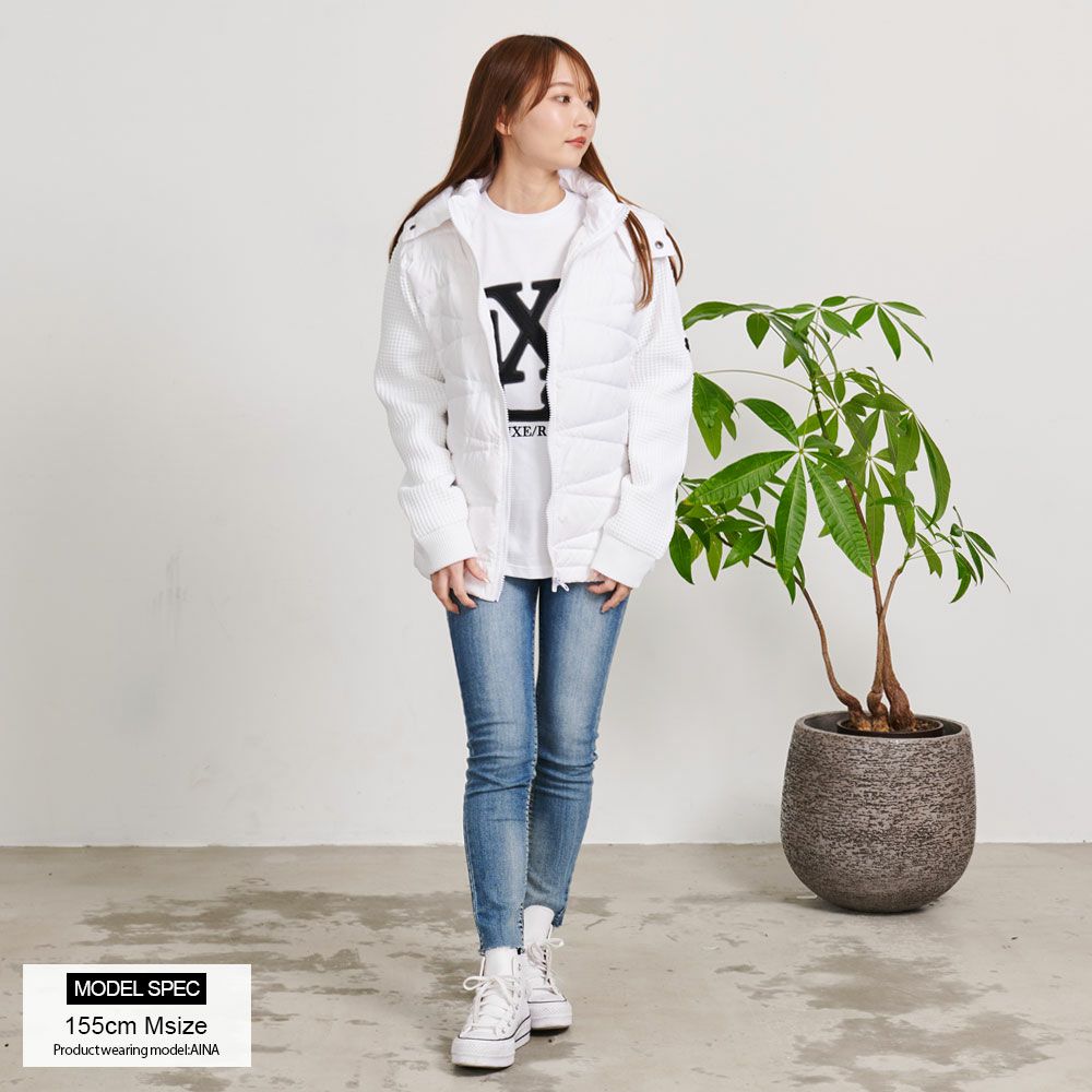 中綿ジャケット メンズ LUXE／R(ラグジュ)ニット×高密度ダウンフェザー