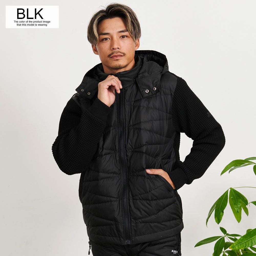 中綿ジャケット メンズ LUXE／R(ラグジュ)ニット×高密度ダウンフェザー