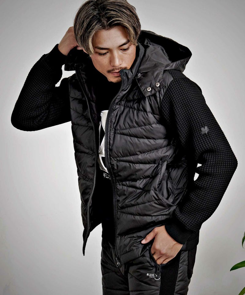 LUXE／R(ラグジュ)ニット×高密度ダウンフェザーZIP長袖パーカー/全3色
