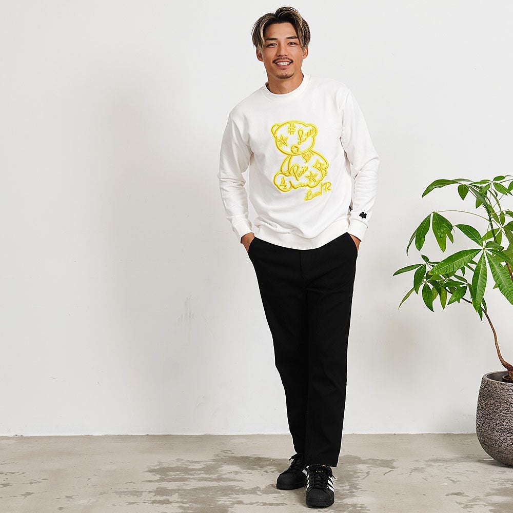 LUXE／R(ラグジュ)クルーネック ハイメッシュプリントコード刺繍ベア