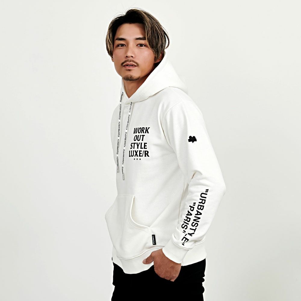ジップパーカー メンズ LUXE／R(ラグジュ)プリントプル長袖パーカー/全2色