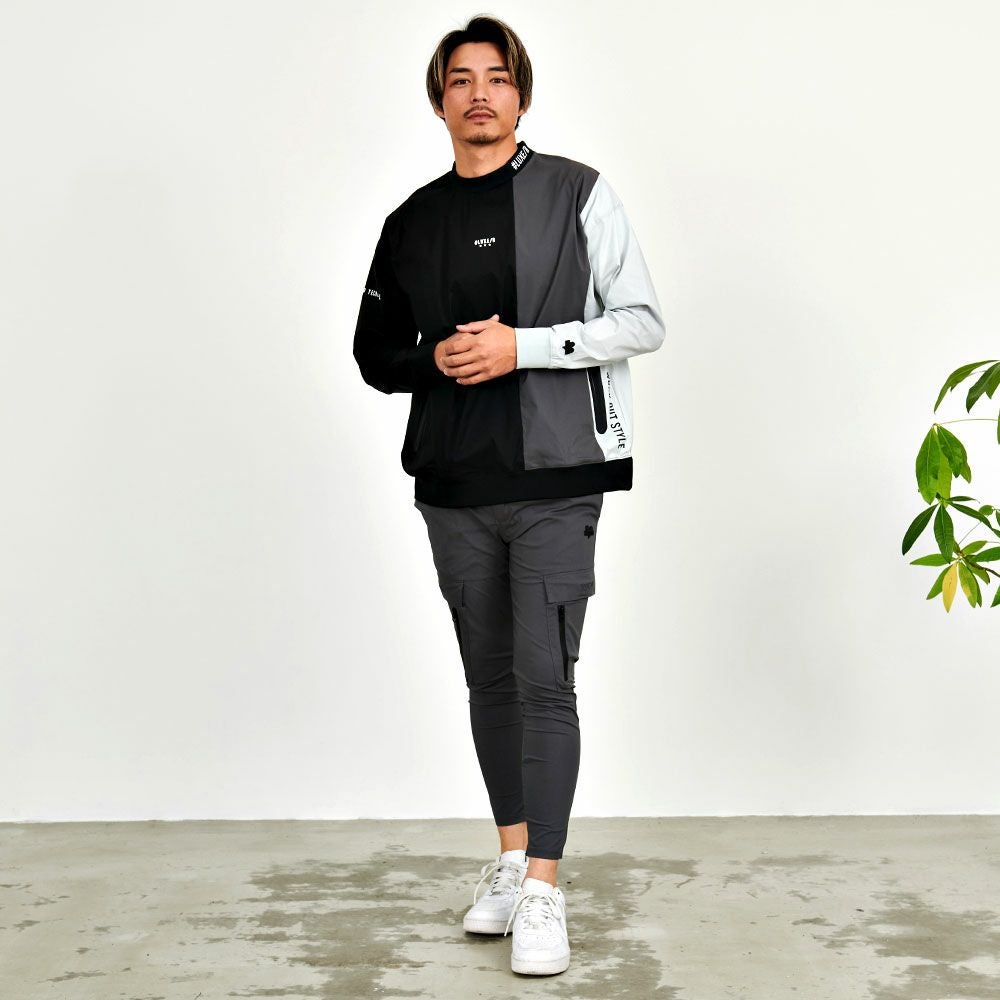 スウェット メンズ LUXE／R(ラグジュ)ストレッチ布帛切り替え長袖