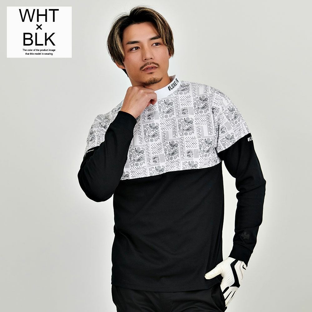 長袖Tシャツ メンズ LUXE／R(ラグジュ)ペイズリー切り替え長袖ミニ