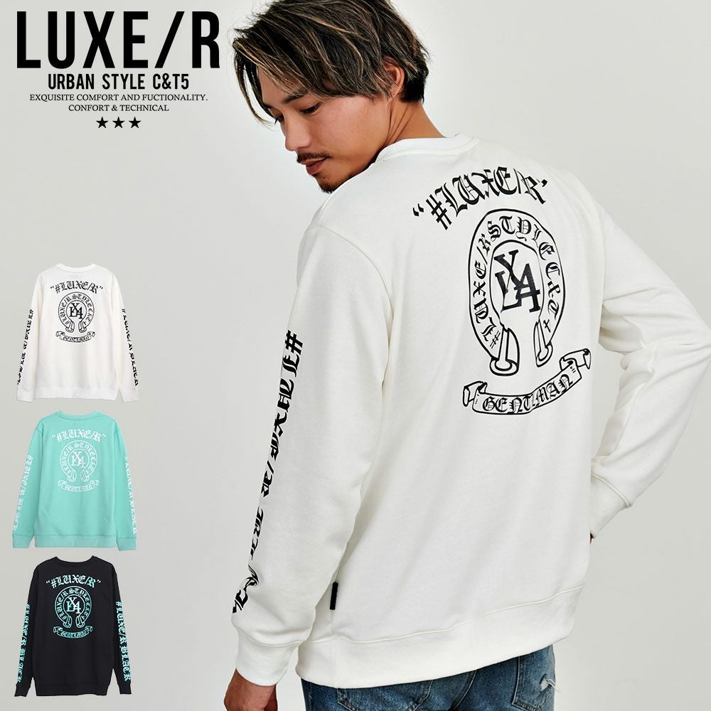 スウェット メンズ LUXE／R(ラグジュ)サークルロゴトレーナー/全3色