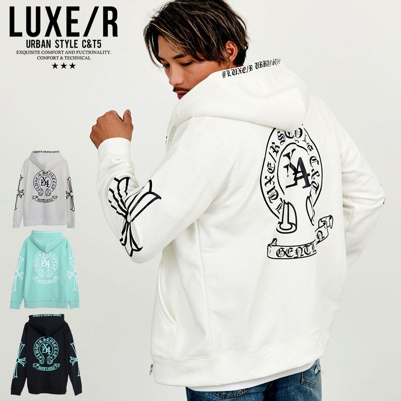 LUXE／R(ラグジュ)サークルロゴ長袖ジップパーカー/全3色
