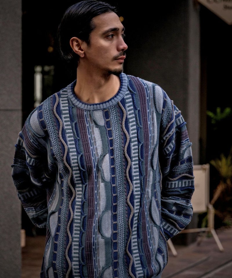 CavariA(キャバリア)ジャガード3Dクルーニット/全4色