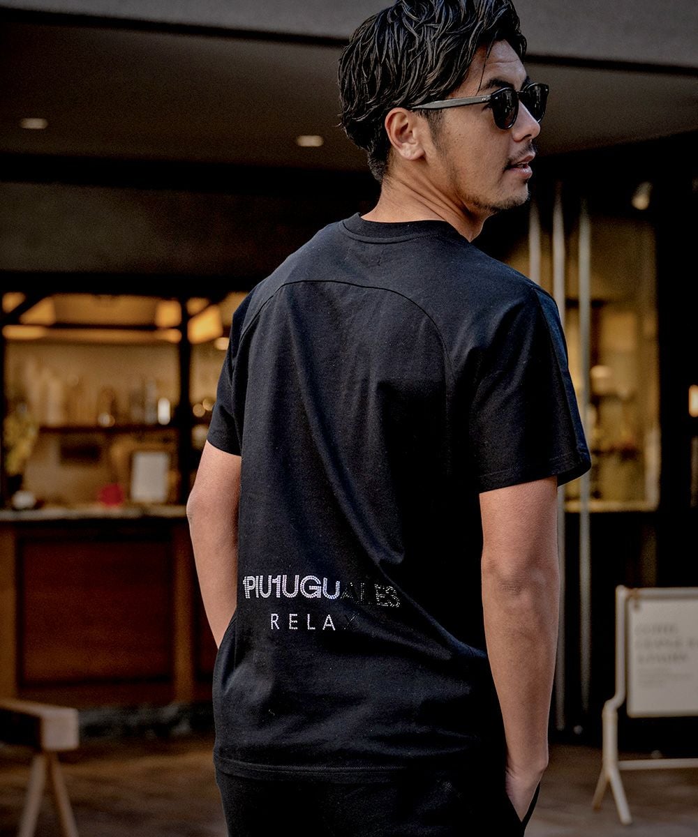 1PIU1UGUALE3(ウノ ピゥ ウノ ウグァーレ トレ リラックス)RHINESTONE T-SHIRT/全2色