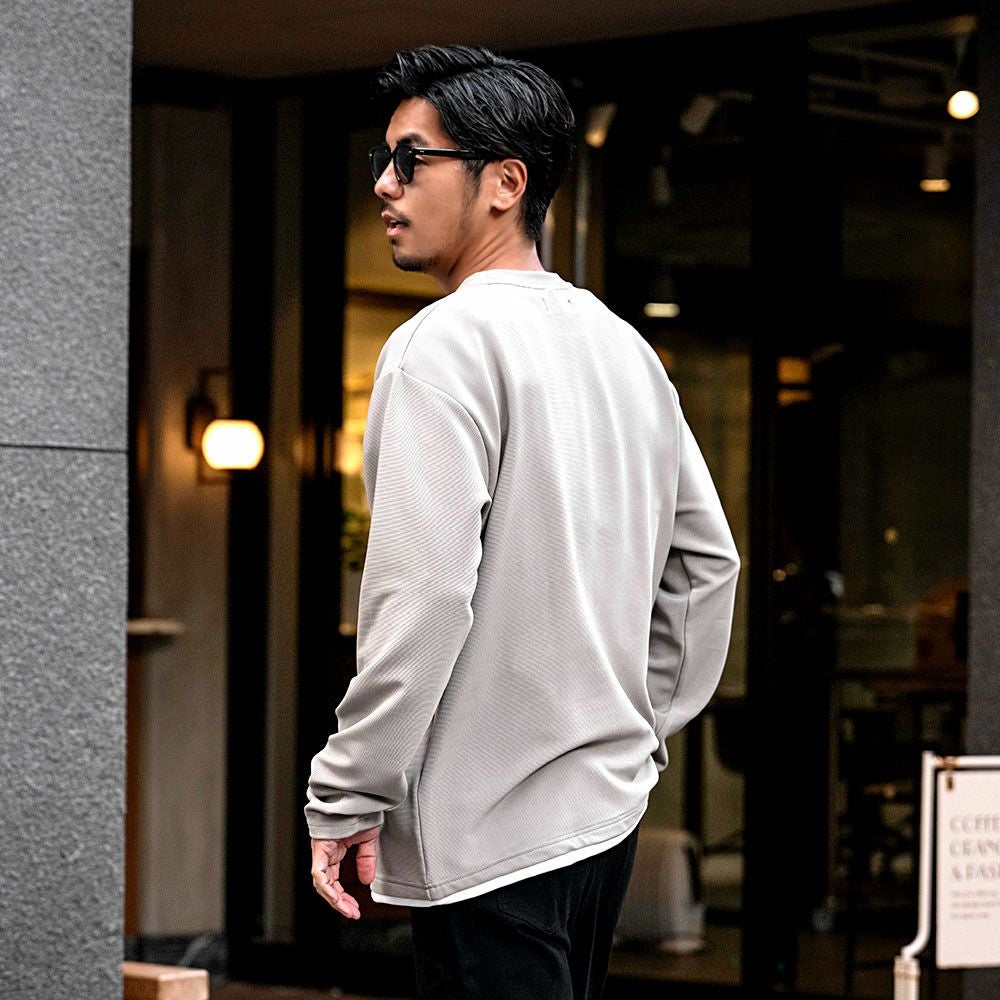 長袖Tシャツ メンズ CavariA(キャバリア)クルーネック フェイク