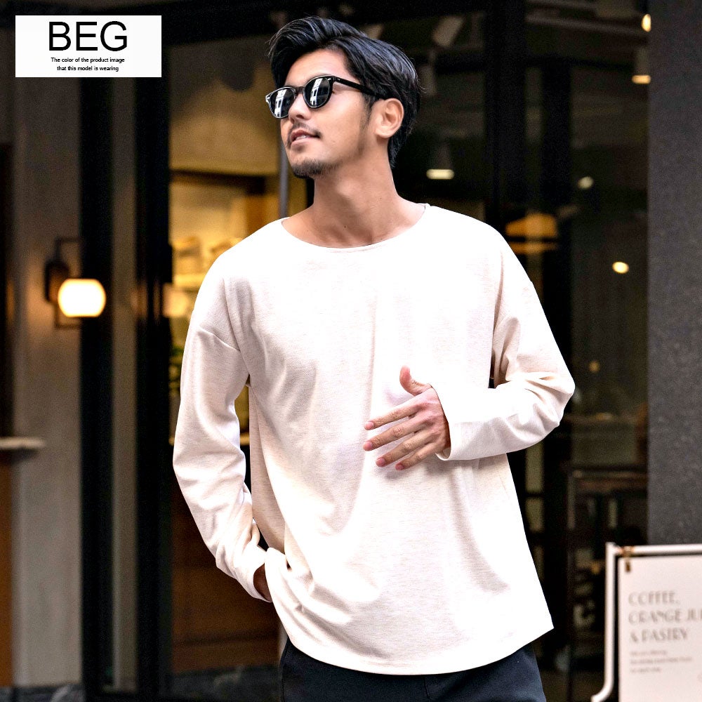 長袖Tシャツ メンズ CavariA(キャバリア)ボートネック 長袖カットソー