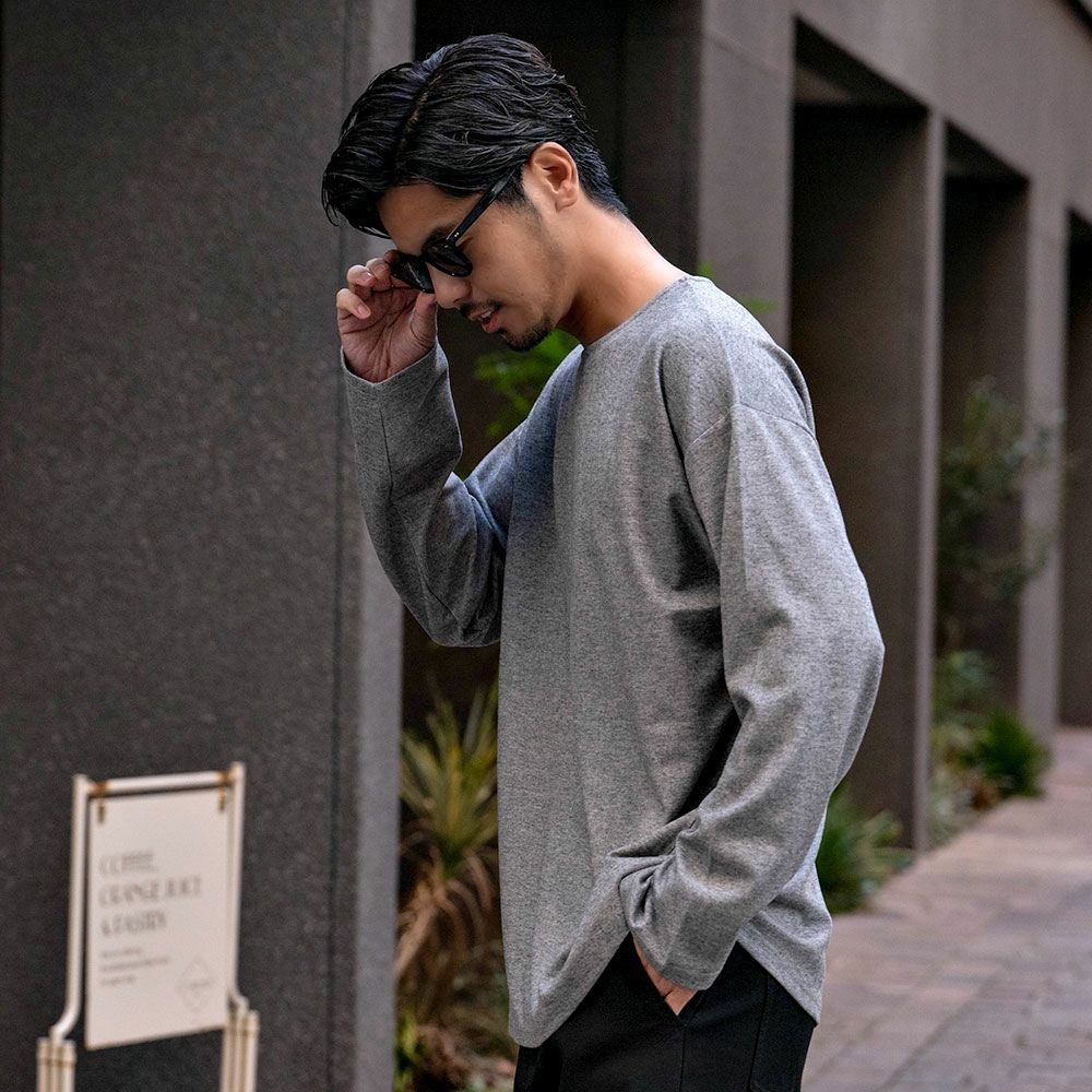 長袖Tシャツ メンズ CavariA(キャバリア)ボートネック 長袖カットソー