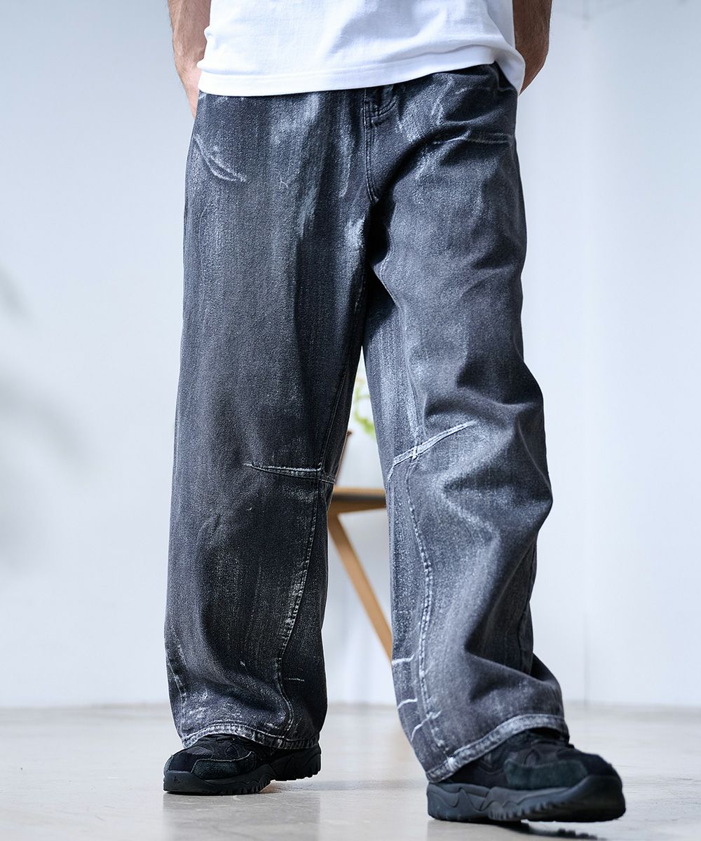 Bitter select(ビターセレクト)箔加工ワイドカーブデニムパンツ/全3色