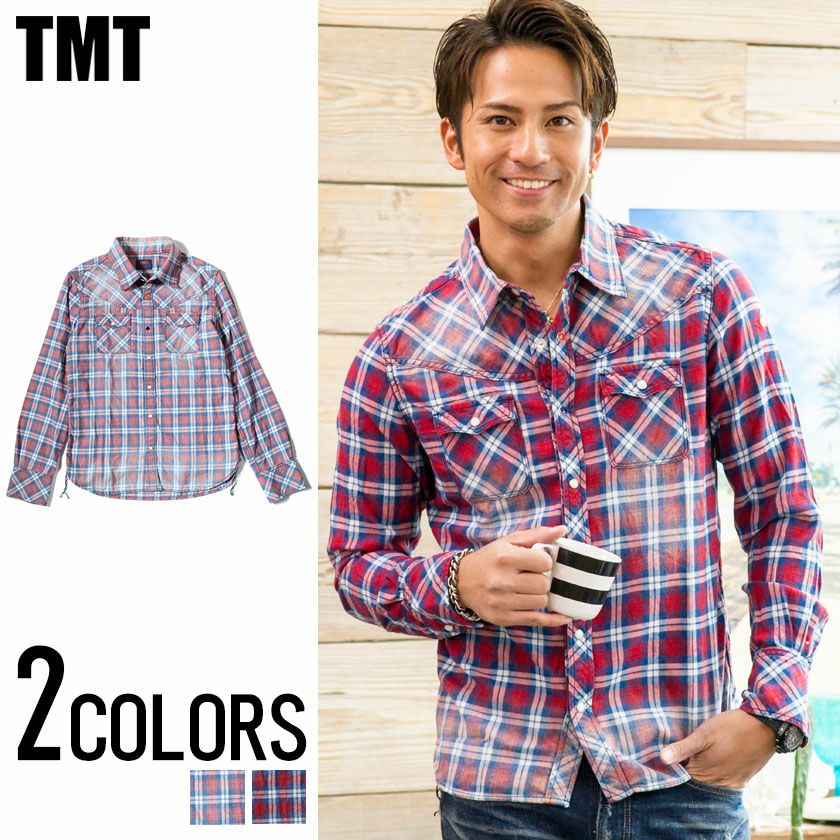 シャツ メンズ TMT(ティーエムティー)ORIGINAL INDIGO CHECK SHIRTS/全2色