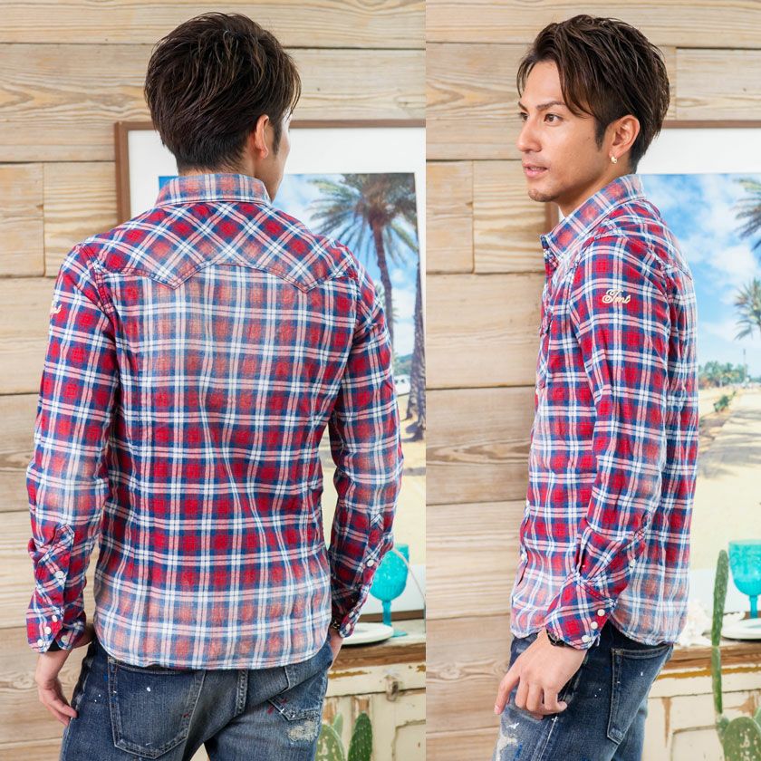 シャツ メンズ TMT(ティーエムティー)ORIGINAL INDIGO CHECK SHIRTS/全2色