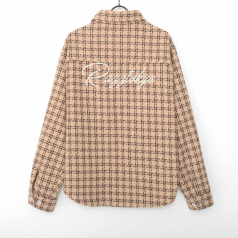 RAZZIS(ラズ)ロゴ刺繍ツイードシャツ