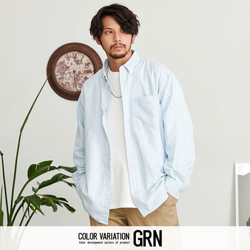 NATURAL STORY(ナチュラルストーリー)T100％オックス＆ストライプBDシャツ/全4色