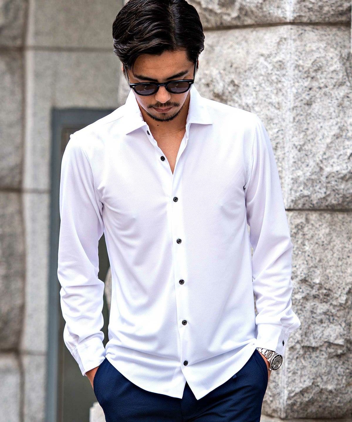 CavariA(キャバリア)ダブルメッシュホリゾンタルカラーシャツ/全4色